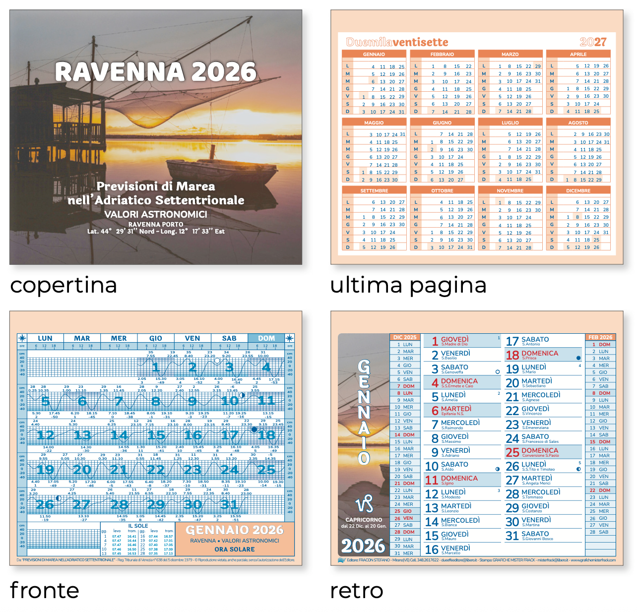 Calendario da Banco con Maree