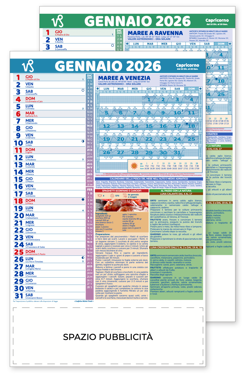 Calendario Ricette con Maree
