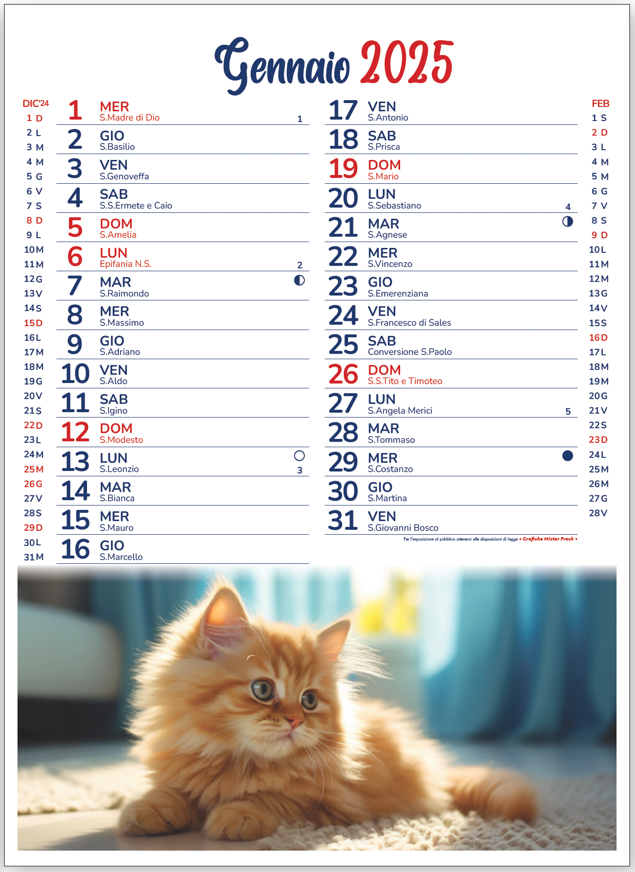 Calendario Cani e Gatti 24