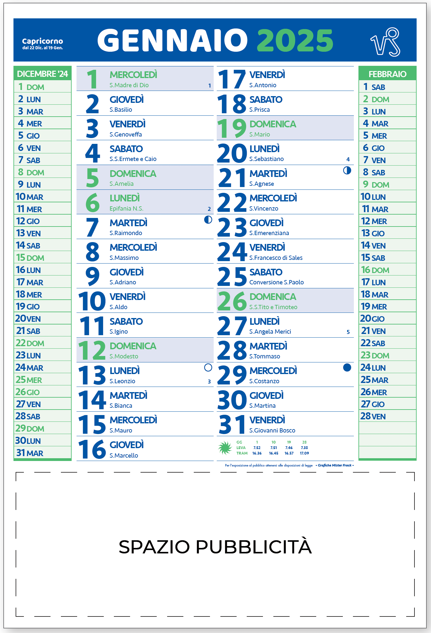 calendari con i santi