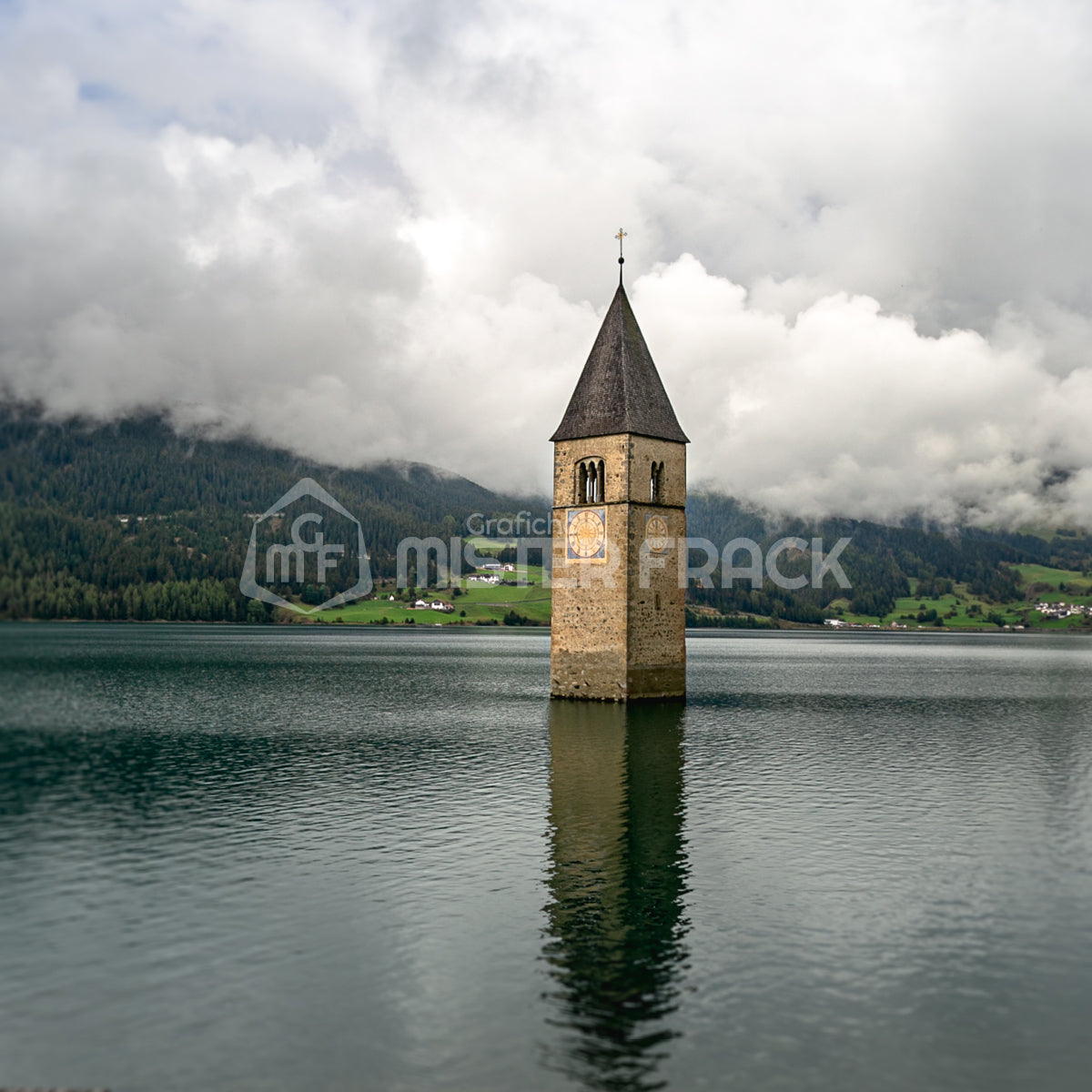 Quadro in tela canvas  Lago di Resia Trentino Alto Adige Landscape