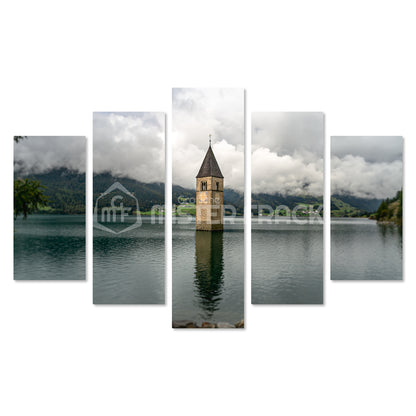 Quadro in tela canvas  Lago di Resia Trentino Alto Adige Landscape