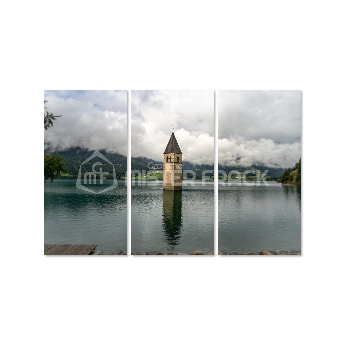 Quadro in tela canvas  Lago di Resia Trentino Alto Adige Landscape